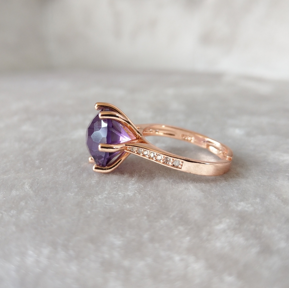 🔥LAST 1🔥NEW STUNNING ROSE GOLD PLATED AMETHYST RING - Picture 11 of 16
